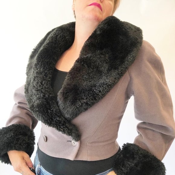 Byblos Jackets & Blazers - Vintage Byblos 1980s Italian Faux Fur Trim Jacket